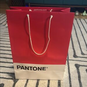 Pantone Coral and White Gift Bag